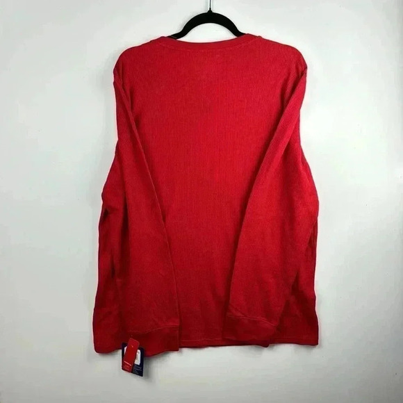RED HENLEY SZ L CHAMPION NWT COTTON POLYESTER LONG SLEEVE CUFF SOFT LIGHTWEIGHT - Picture 4 of 7